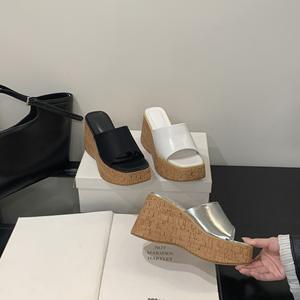 NOVEDAD DE VERANO 2025, Sandalias de tacón de cuña de suela gruesa, suela de grano de <span class=keywords><strong>madera</strong></span> de esponja, zapatos de mujer de tacón alto con punta abierta - Product Image 4