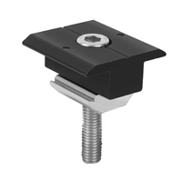 Collier de serrage central pour rail solaire 30mm et 35mm en aluminium noir avec borne de terre