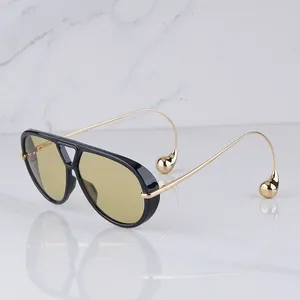 Gafas de Sol Unisex de Moda, Estilo Piloto, Color Tortuga Dorado, Originales, de Lujo Ligero, Doble Puente, Aleación, Protección Solar UV400, <span class=keywords><strong>PC</strong></span> - Product Image 4
