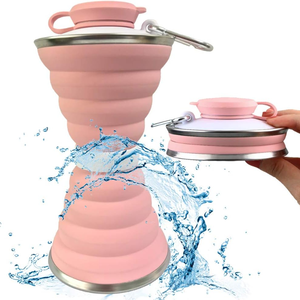 Tasse télescopique d'extérieur pour bain de bouche, portable, résistante aux hautes températures, en silicone pliable, pour café et eau, avec couvercle - Product Image 1