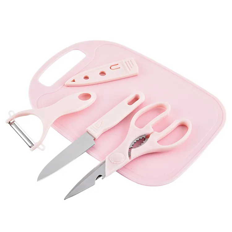 online Top Seller Online Shipping to USA online FBA Kitchen Accessories Stainless Steel Knives Peeler Scissors Cutting Board Set