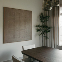 Peinture à l'huile abstraite linéaire taupe clair, faite à la main, en relief épais, style Wabi Sabi, Art déco neutre, art mural