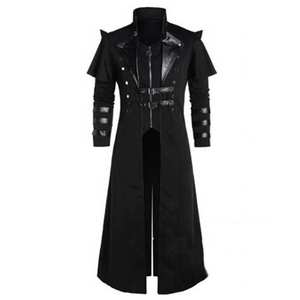 Costumes de Cosplay de dessin animé médiéval BAIGE vêtements pour hommes, veste longue noire Vintage gothique Steampunk Trench <span class=keywords><strong>Noble</strong></span> Knight - Product Image 2