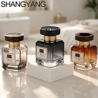 Flacon diffuseur de parfum de luxe carré, dégradé ambre, vide, avec bouchon à vis