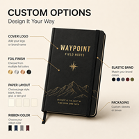 Carnet de notes A6 personnalisé Waypoint Premium 120 g/m² 100 feuilles Papier vierge imprimé UV Fermeture élastique en PU Ruban Couverture rigide