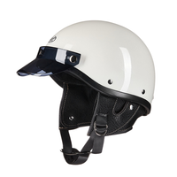 Casque de moto électrique demi-coque avec double visière en plastique renforcé de fibre de verre léger unisexe rétro pour la croisière