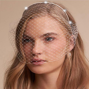 <span class=keywords><strong>Serre</strong></span>-tête en maille perlée avec strass, accessoires de cheveux élégants pour mariée, noir et blanc, pour bal et soirées - Product Image 6