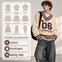 Faible MOQ – Nouveau pull tricoté rétro pour homme avec logo frontal et décoration vintage – Service de fabrication sur mesure