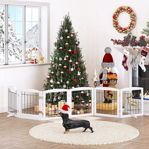 ประตูบ้านสุนัขไม้พับได้พร้อมปุ่มปิดในร่มแผงคอกสุนัขสัตว์เลี้ยงกลางแจ้งรองรับเท้าสำหรับสุนัขทุกขนาด - Product Image 2