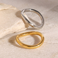 Bague ouverte en acier inoxydable doré et argenté Gaovo pour femmes, bijoux géométriques minimalistes, résistants à l'eau, hypoallergéniques