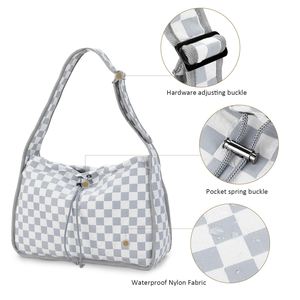 New Style Handheld Mommy <b>Bag</b> Waterproof Nylon Checkered Diaper <b>Bag</b> Large Capacity with Multi-Functional Storage Compartments - Product Image 2