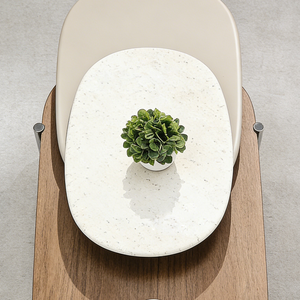 Tavolino <span class=keywords><strong>da</strong></span> Caffè Moderno di Lusso con Piano <span class=keywords><strong>in</strong></span> Pietra <span class=keywords><strong>Naturale</strong></span>, Impiallacciatura <span class=keywords><strong>in</strong></span> <span class=keywords><strong>Legno</strong></span> e Gambe <span class=keywords><strong>in</strong></span> Metallo, Arredamento Contemporaneo per Soggiorno - Product Image 5
