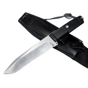 Couteau à lame fixe en acier inoxydable à haute teneur en carbone, manche en caoutchouc, épaisseur de 0,45 mm, longueur totale de 130 mm, garantie de 3 ans pour la chasse - Product Image 2