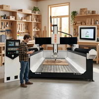Routeur CNC 4 axes Rongchi pour le bois avec conception rotative plate 2-en-1 à rigidité élevée, inspection vidéo, broche 5 kW - Vente directe usine