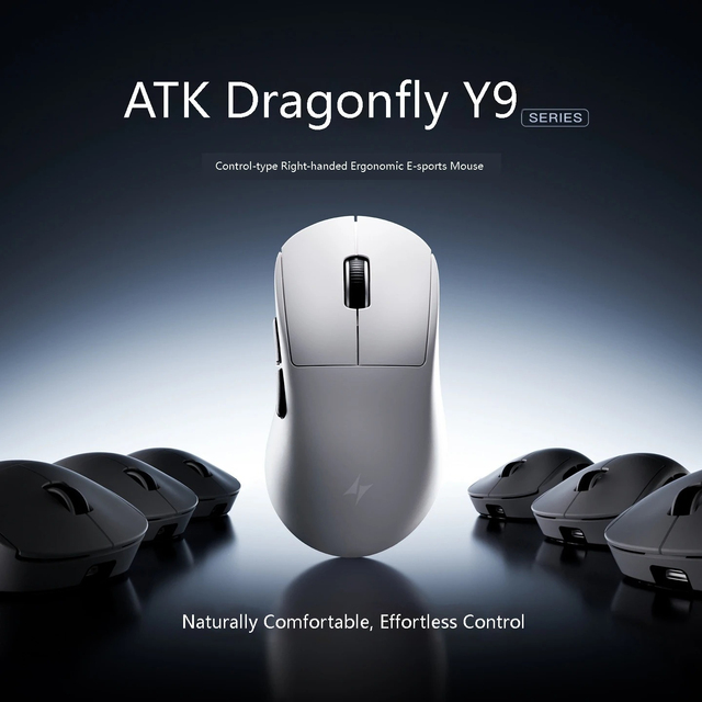 ATK Dragonfly Y9 Wireless Gaming Mouse PAW3950 Ultra Nordic54L15 8Khz High Performance for Computer Office Use Mouse Accessories