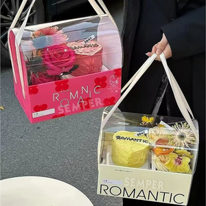 Vente chaude Romantique Gâteau Boîtes Décoration pour Mariage Saint Valentin 4 Pouces Gâteau Boîte <span class=keywords><strong>De</strong></span> Luxe Fenêtre Transparente - Product Image 1