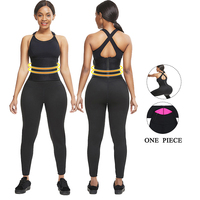 Treino feminino 2 em 1, caminhada, perda de gordura, controle de barriga e cintura, cinto sauna, peça única, calças de neoprene, emagrecimento