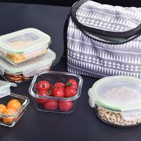 Conteneur de stockage alimentaire FineDine - 1040 ml chacun | Boîte de rangement hermétique pour réfrigérateur | Boîte en verre avec couvercles verrouillables sans BPA