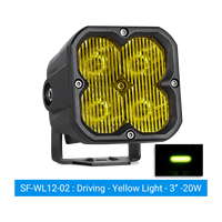Faro fendinebbia a LED da 20W, 3 pollici, cubo, illuminazione esterna per auto, bianco, giallo, ambra, IP67, 9-36V DC, per camion, SUV, 4x4, fuoristrada, 12V 24V