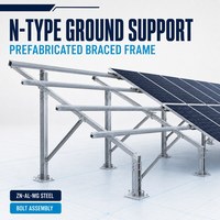 Structure de montage solaire au sol de type N, préfabriquée en usine, avec cadre renforcé en Zn-Al-Mg et connexions par boulons, pour projets utilitaires