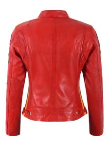 Veste en cuir véritable Sizma rouge ciré pour femme, sur mesure, 100 % authentique, finition cirée, quincaillerie premium, fermeture éclair YKK, marque privée, OEM/ODM, vente en gros - Product Image 5