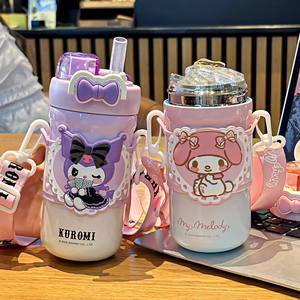 Sanrio Kuromi Children's Insulated <b>Water</b> <b>Bottle</b> 316 Stainless Steel <b>With</b> <b>Straw</b> Portable For Elementary Students - Product Image 5