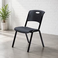 Chaise d'entraînement légère empilable en plastique avec structure métallique robuste, chaise de conférence pour invités