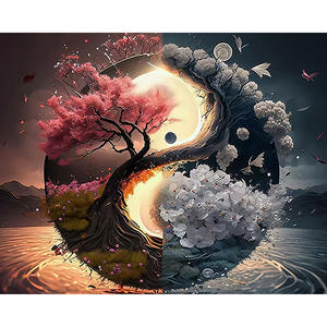 Kit de <span class=keywords><strong>Peinture</strong></span> Diamant DIY Paysages Marins Abstraits Arbre de Vie Taiji – Art Mural pour Débutants - Product Image 1