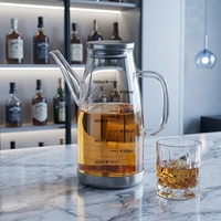 Bouteille d'huile et de vinaigre de cuisine en verre borosilicate épais de qualité alimentaire avec mesure graduée et pinceau applicateur