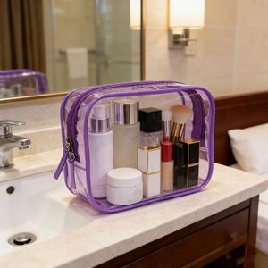 Sac de rangement pour cosmétiques imperméable en PVC transparent avec fermeture éclair, portable, pour les soins de la peau en voyage - Product Image 4