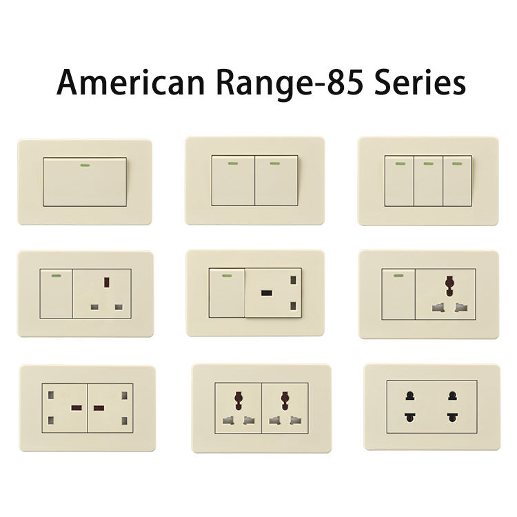 Hot Sale Cheap Price 6 Pin Receptacle Electrical Power Wall Multi 15A Wall Power Switch Socket