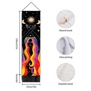 India Moon fase gadis pelangi permadani vertikal dinding gantung latar belakang dengan rumbai - Product Image 3