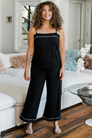 Cami Rowan sexy personnalisée débardeur passepoilé dentelle à jambes larges 2 pièces vêtements de nuit pour femmes pyjama en coton pyjama en bambou pour femmes ensemble