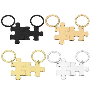 Engraving Diy Personalized Stainless Steel Blank Puzzle Couple Blank Keychains Valentines Day Best Friend Lover Gift Keychain