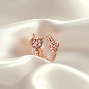 Pendientes de Aro en Forma de Corazón en Oro Rosa con Incrustaciones de Diamantes para Mujer, Joyería Fina para Uso Diario - Product Image 2