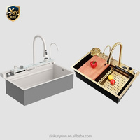 Wastafel Dapur Tunggal Baja Tahan Karat XKY 304 Desain Modern dengan Keran, Garansi 3 Tahun, Multifungsi