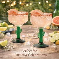 Verre à shot Art Déco Cactus 350 ml en verre borosilicate, verres à cocktail, coupe Margarita, articles de bar pour fête, cadeau Saint-Valentin