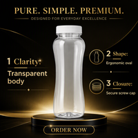 Bouteille de boisson en plastique transparente PET ovale de 500 ml avec bouchon à vis vide pour jus, lait, thé
