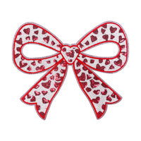 Patch thermocollant en PVC en forme de nœud cœur, brodé de paillettes, avec applique nœud rouge surdimensionné, pour le dos des vestes en jean et les chapeaux, pour le bricolage en gros
