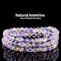 Pulsera de Cuentas de Ametrina Natural Multicolor para Mujer, de Moda, Directo de Fábrica - Cuarzo Bicolor Morado y Amarillo para Uso Diario, Regalo al por Mayor
