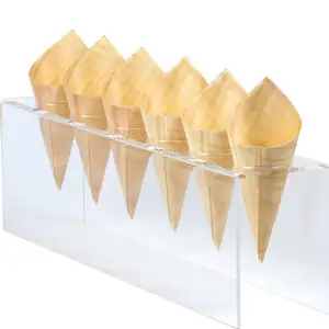 Vente en gros de cornets de glace en acrylique avec support pour cornets de glace en acrylique