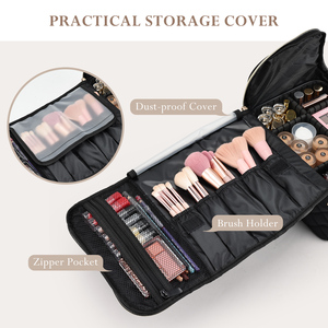 Large Nail Art Box Travel <b>Vanity</b> Box Makeup <b>Case</b> with 4 PVC Makeup Storage Bag Cosmetic Storage Box Beauty Organizer <b>Case</b> - Product Image 3