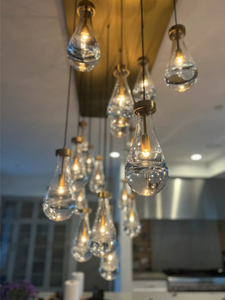 Lampadario in Vetro e <span class=keywords><strong>Metallo</strong></span> LED Regolabile in Altezza, Stile Industriale Americano Retrò di Lusso per Hotel, Villa, Soggiorno e Camera da Letto - Product Image 3