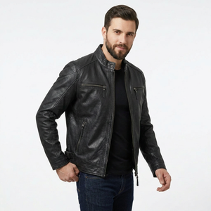 Chaqueta de Cuero Genuino Premium para Hombre, Estilo Clásico Vintage, Ropa de Abrigo de Moda para Otoño e Invierno, Chaquetas de Cuero Genuino de Alta Calidad - Product Image 1
