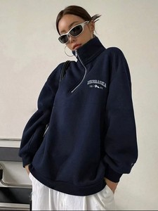 เสื้อฮู้ดซิปผู้หญิงปักลายพร้อมส่ง แขนยาว ทรงหลวม สไตล์สตรีทแวร์ ปักโลโก้ - Product Image 4