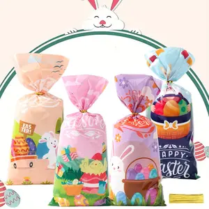 Einweg-Weihnachtsgeschenktüten Kunststoff Kaninchen-Küken-Eier und Süßigkeiten-Keksbeutel mit schicker Weihnachtsdekoration für die Feiertagsverpackung