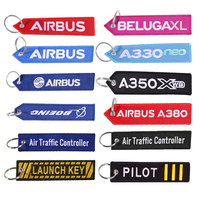 Porte-clés brodé personnalisé avion et compagnie aérienne, double face