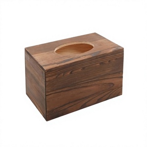 Boîte à mouchoirs en bois au design simple, couleur marron, forme rectangulaire, boîte de rangement pour serviettes, du fabricant Home Arts - Product Image 1