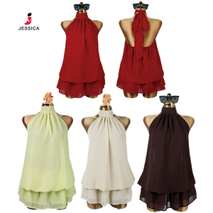 X1356 - Elegante Vestido Mini de Verano con Volantes, Sexy, Dulce, sin Espalda, con Cuello Halter y Control de Cintura para Mujer - Product Image 4