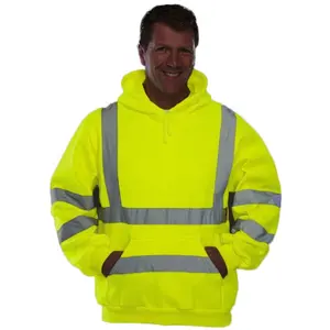EN 20471 Logo personnalisé Sweat à capuche de sécurité zippé haute visibilité en polyester Sweats à capuche de travail haute visibilité pour hommes Personnaliser Sweat à capuche de sécurité